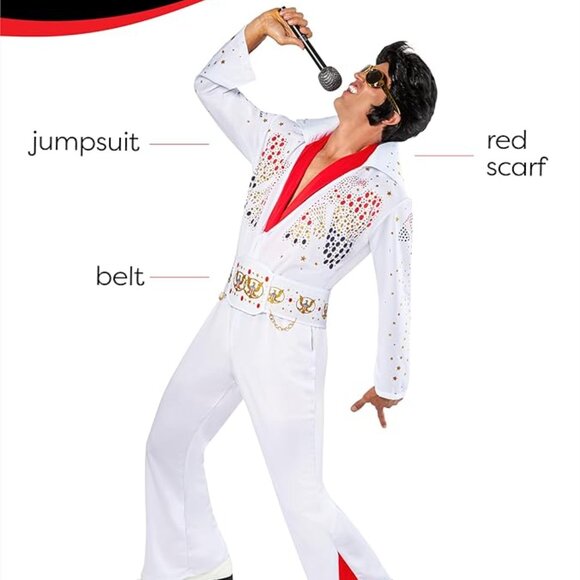 NEW Rubies Mens Deluxe Aloha Elvis Costume for Themed Parties and Halloween SZ M - Picture 4 of 8